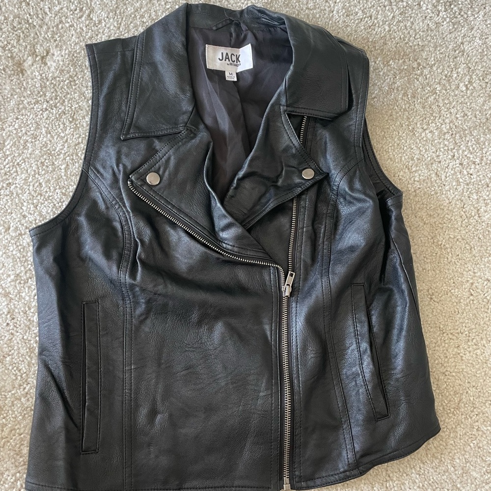 BB Dakota Women's Black Leather Moto Vest